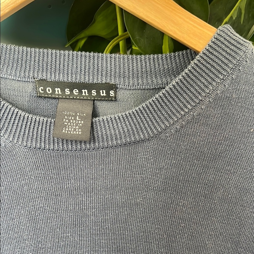 Consensus Light Blue Silk Knit Top - Picture 2 of 4